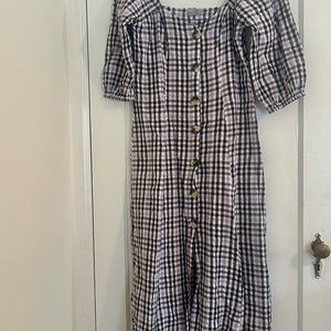 ASOS Plaid Midi Dress - Black and White